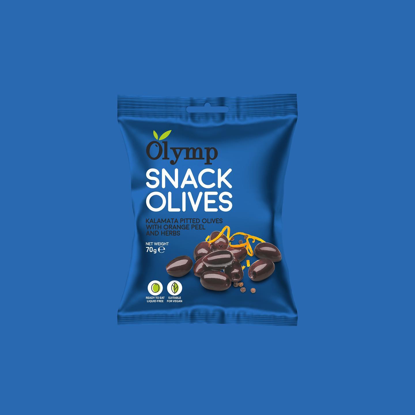 Olymp Snack olivy Kalamata bez pecky s pomerančovou kůrou a bylinkami 70g 2